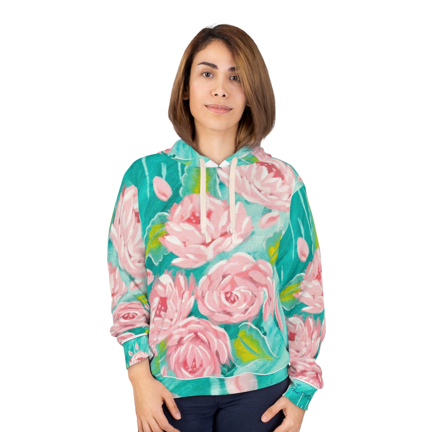 Mint Pink Peony Hoodie