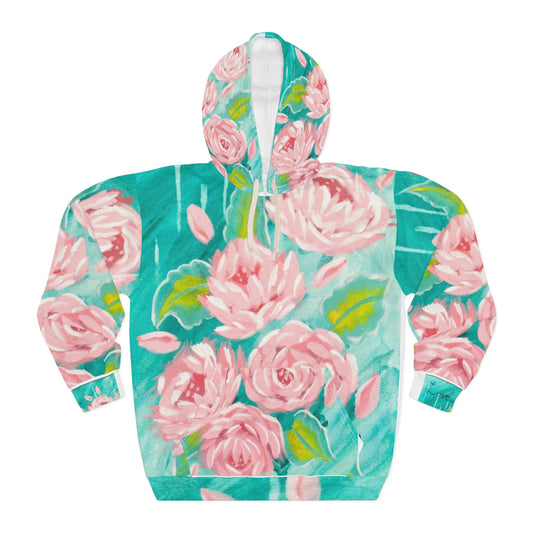 Mint Pink Peony Hoodie