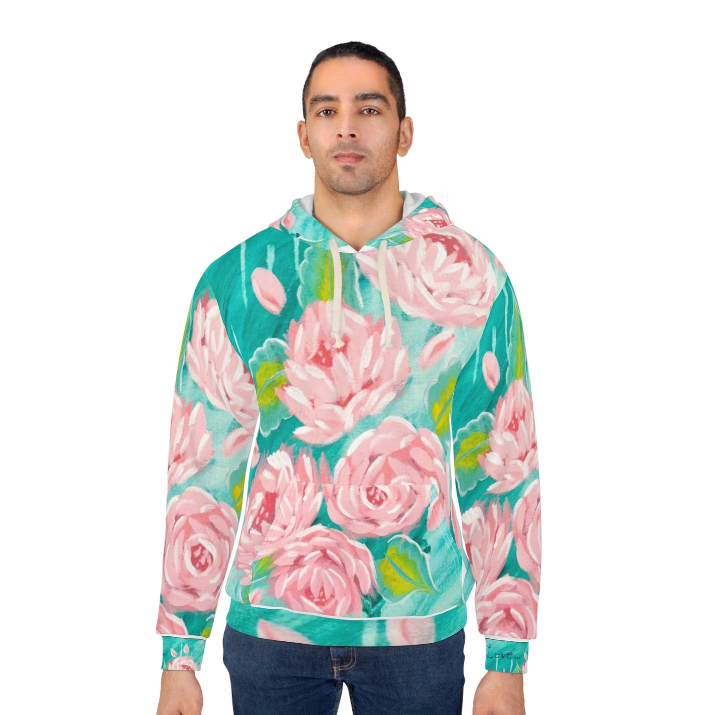 Mint Pink Peony Hoodie