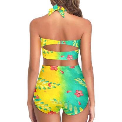 Emerald Horizon Two-piece swimsuit Women's Halter Neck Gather Chest Bikini Swimsuit
