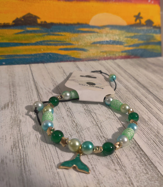 Green Tail Charm- Sea themed Bracelet